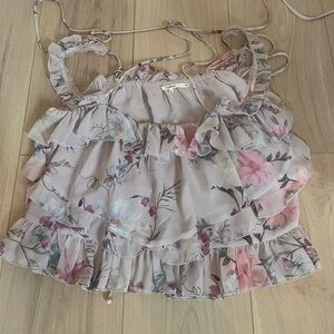 Tularosa Cream Ruffled Crop Blouse